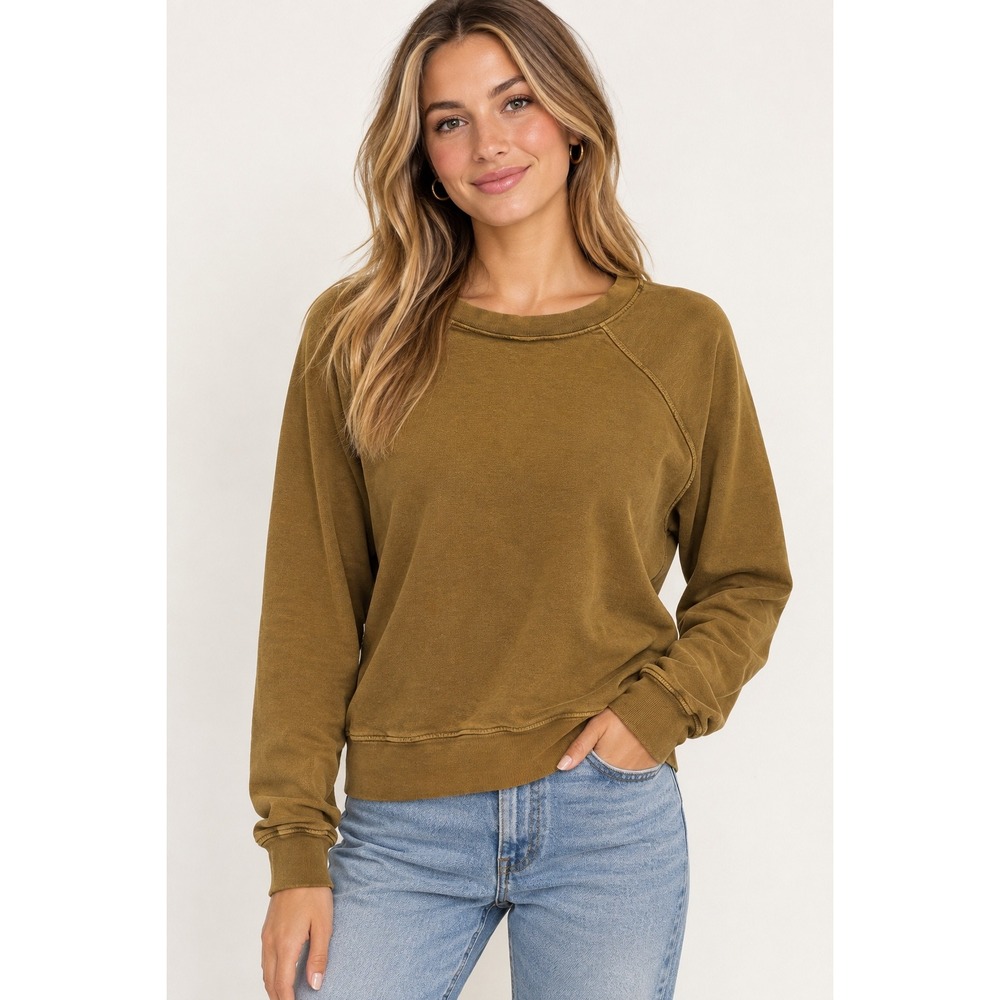 MATE the Label Organic Cotton Fleece Raglan Sweatshirt Tobacco Brown Small